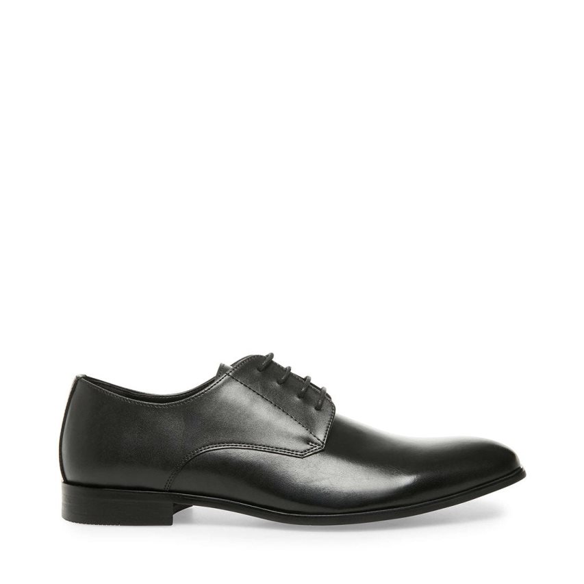 Black Steve Madden Prey Leather Men\'s Derby Shoes | PH 3809LMI